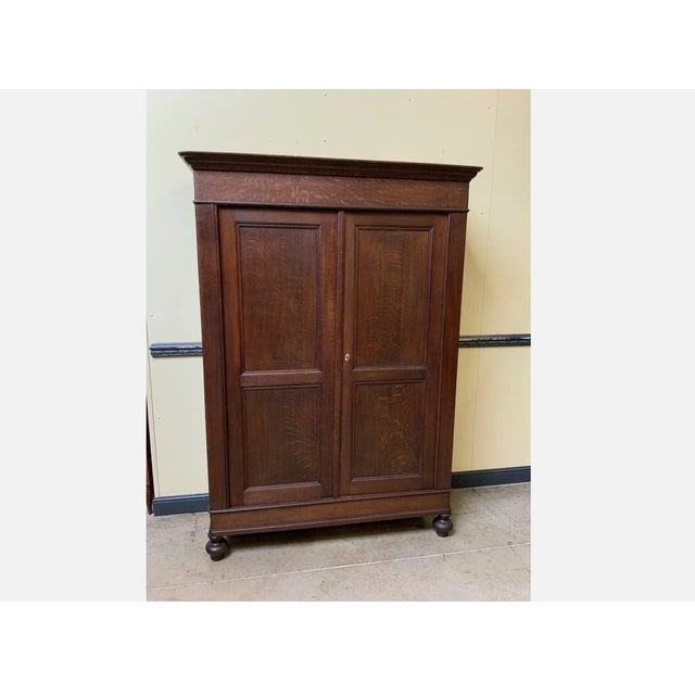 Wood Antique Wardrobe in Oak, 1880 For Sale - Image 7 of 11
