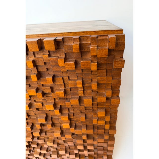 Contemporary Pair of Wood Marquetry Cube Bedside Tables. Italy For Sale - Image 14 of 17