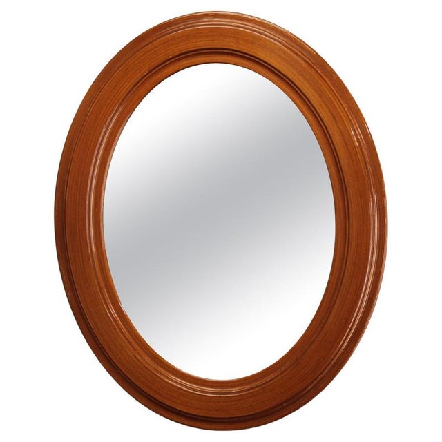 Vintage Italian Oval Wooden Mirror, 1970s For Sale - Image 14 of 14