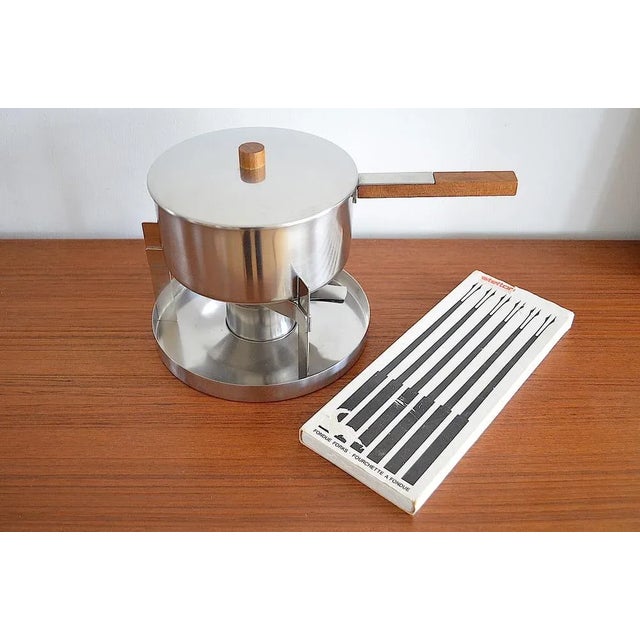 Wood Danish Fondue Set by Peter Holmblad for Stelton, Set of 7 For Sale - Image 7 of 7