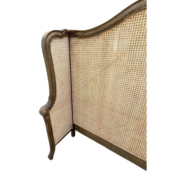 Wood French Regency Queen Cane Headboard – Brown Mahogany Wraparound For Sale - Image 7 of 7
