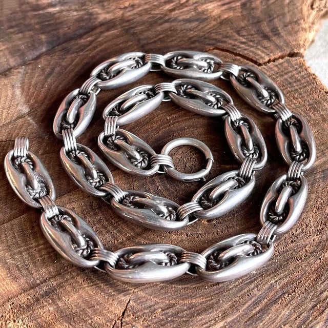 Late 19th Century Late 19th Century Antique Victorian Silver Link Collar Necklace For Sale - Image 5 of 9