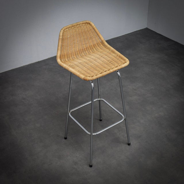 Beige Rattan Bar Stools by Rohé Noordwolde, Netherlands, 1960s, Set of 5 For Sale - Image 8 of 12