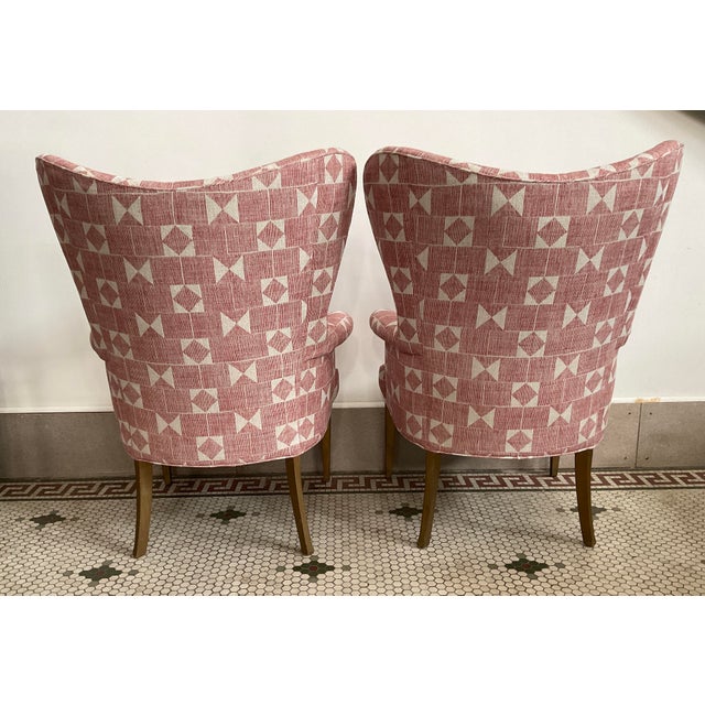Pair of 1960s Fireside Wingback Chairs Upholstered in Fermoie Fabric For Sale - Image 4 of 12