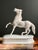 1960s hand-painted white porcelain sculpture of a rearing horse by Herend Hungary. It features a crisp, creamy white Blac...