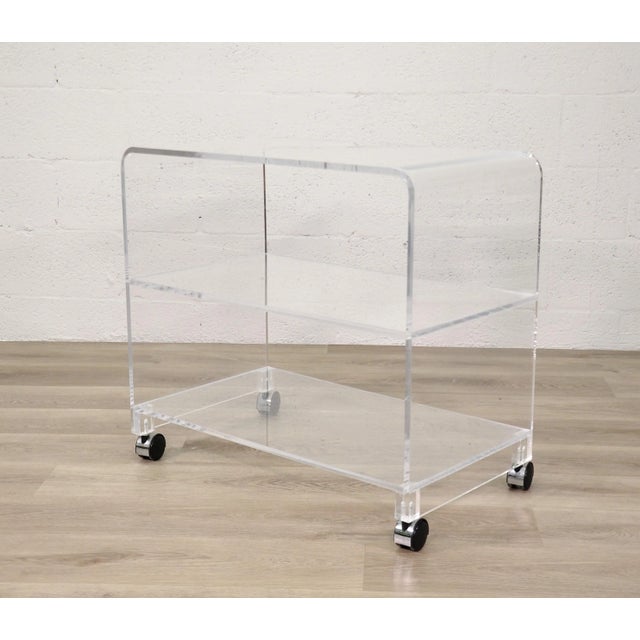 Postmodern Lucite Waterfall Bar Cart Hollis Jones Style For Sale In Miami - Image 6 of 10