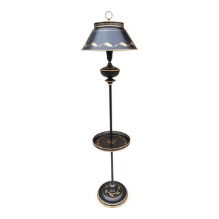 Mid Century Toleware Floor Lamp With Tray For Sale
