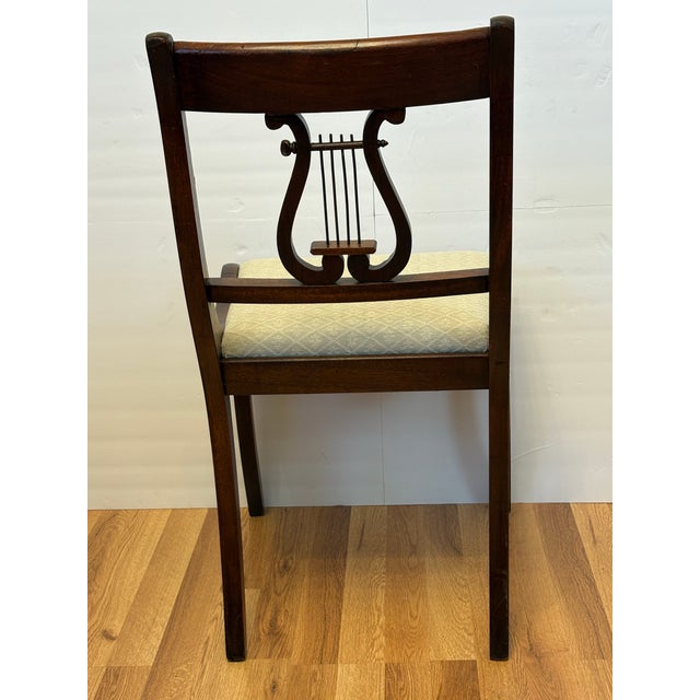 Mid-Century Duncan Phyfe Style Carved Mahogany Lyre Back Side Chairs - A Pair For Sale - Image 9 of 12