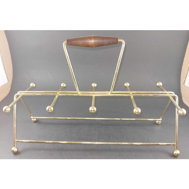 Metal Set 8 MCM Culver 22k Gold & Red Paisley Highball Glasses Tumblers W/ Carrier For Sale - Image 7 of 9