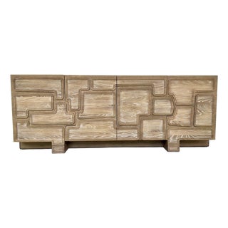 Revelation Modern Brutalist Style Cerused Oak Parcel Sideboard For Sale