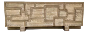 Revelation Modern Brutalist Style Cerused Oak Parcel Sideboard