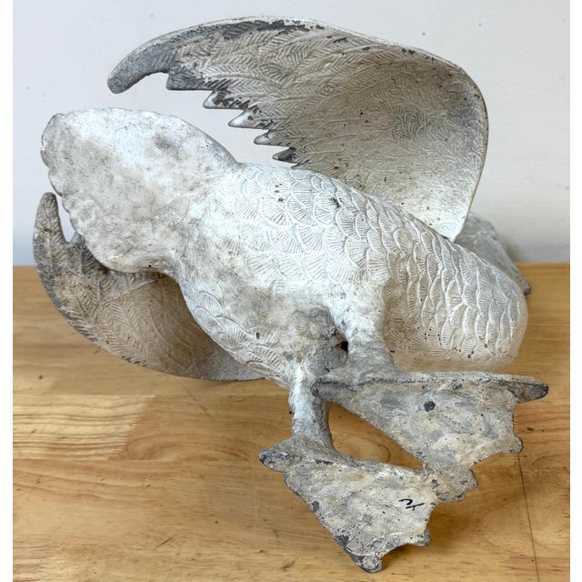 Pair 20th C. Zinc Alloy Swan Garden Sculptures Good Scale & Weathered Surface For Sale - Image 10 of 18