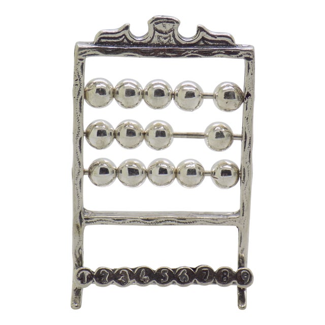 Vintage Italian Handmade Silver Abacus Miniatura, 1980s For Sale