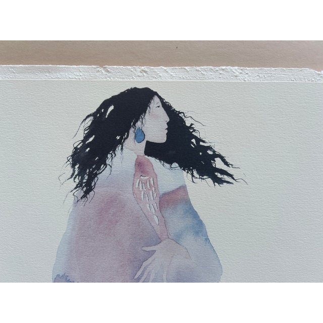 1970s Vintage Original Signed Carol Grigg Water Color “Earth Healer” on Horseback For Sale - Image 4 of 12