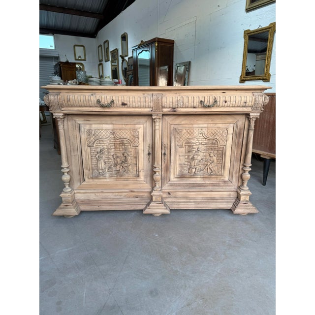 19th Century French Louis XIII Style Solid Walnut Bleached sideboard made of solid walnut the wood was professionally...