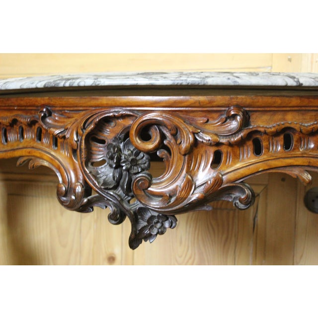 Wood Large Louis XV Walnut Console Table, 19th Century For Sale - Image 7 of 13