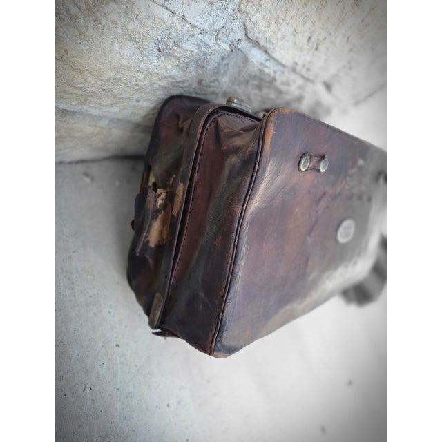 Antique Leather Suitcase Shop Prop For Sale - Image 9 of 11