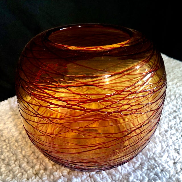 Mid-Century Modern Mid-Century Modern Hand-Blown Art Glass Vase For Sale - Image 3 of 6