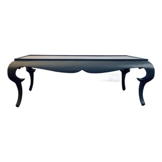 Vintage Midnight Black Chinoiserie Coffee Table For Sale