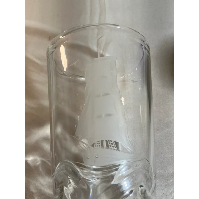 Mid 20th Century Orrefors Vicke Lindstrand Engraved Ship Crystal Vase For Sale In Baltimore - Image 6 of 7