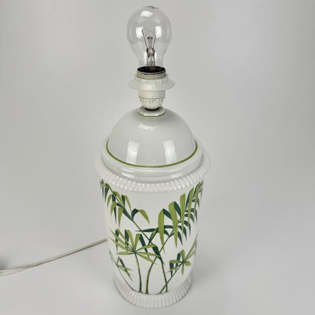 Mid-Century Modern Mid-Century Modern Italian Ceramic Hand Painted Palm Trees Table Lamp, 1960s For Sale - Image 3 of 9