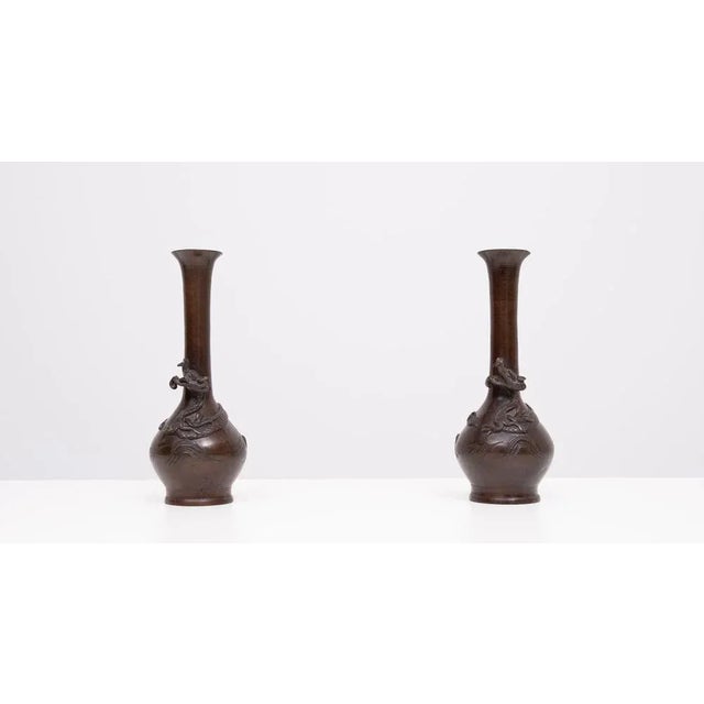 Meiji Bronze Dragon Vases, Japan, 1880s, Set of 2 For Sale - Image 10 of 11