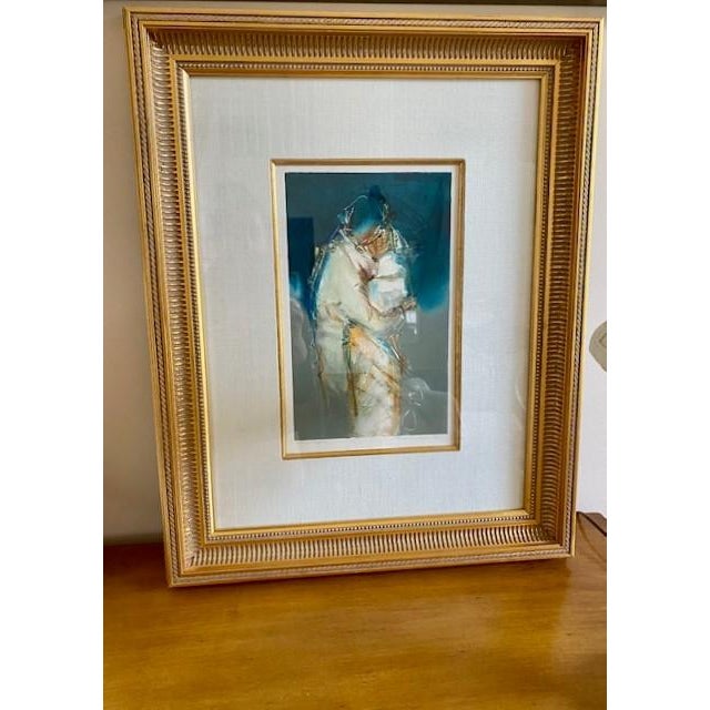 Original, Signed Framed Art in Teal, Gold and Tobacco by Jean Richardson For Sale - Image 10 of 12