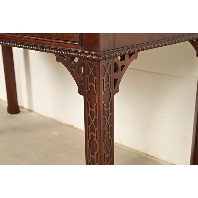 Councill Chippendale Carved Mahogany Writing Desk or Console Table For Sale - Image 10 of 15