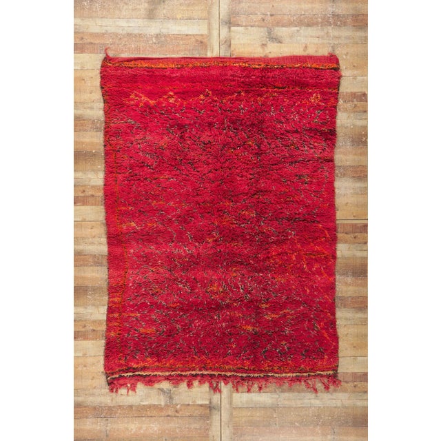 Red Vintage Red Moroccan Beni M'Guild Rug - 06'01 X 08'03 For Sale - Image 8 of 9