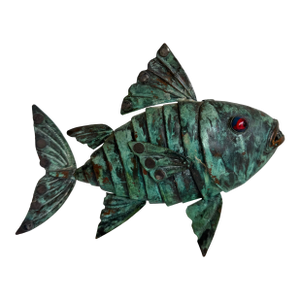 Vintage Peruvian Articulated Brutalist Metal Fish Sculpture in the Style of Graziella Laffi