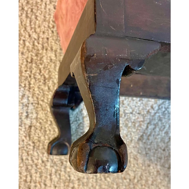 Wood Antique American Empire Classical Mahogany Footstool W/ Pink Velvet For Sale - Image 7 of 10