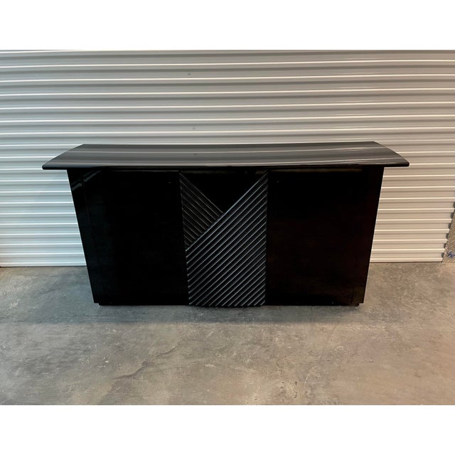 1980s 1980s Post Modern Black Lacquered Sideboard For Sale - Image 5 of 9