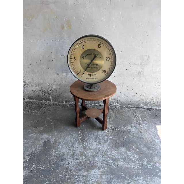 Metal Large Mid-Century Industrial Pressure Gauge For Sale - Image 7 of 9