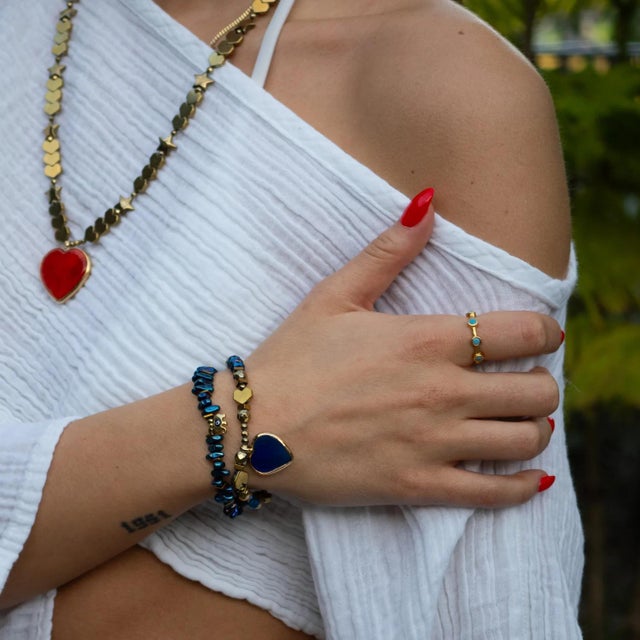 Heart & Luck Blue Murano & Elephant Charm Bracelet Set For Sale - Image 4 of 9