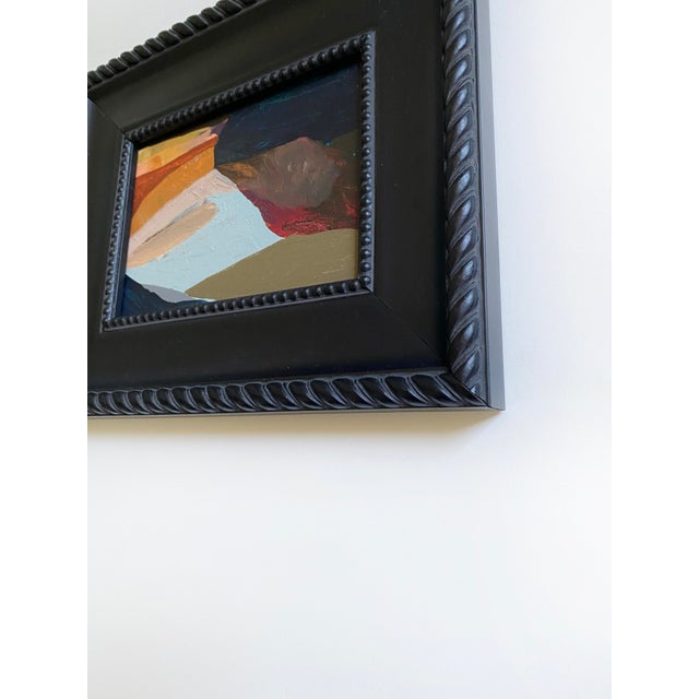 Pair of Abstract Landscape Paintings With Matching Black Vintage Frames For Sale In Seattle - Image 6 of 7