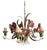 Vintage Passeri Florentine Floral Chandelier in Hand-Painted Wrought Iron, Italy, 1960s For Sale