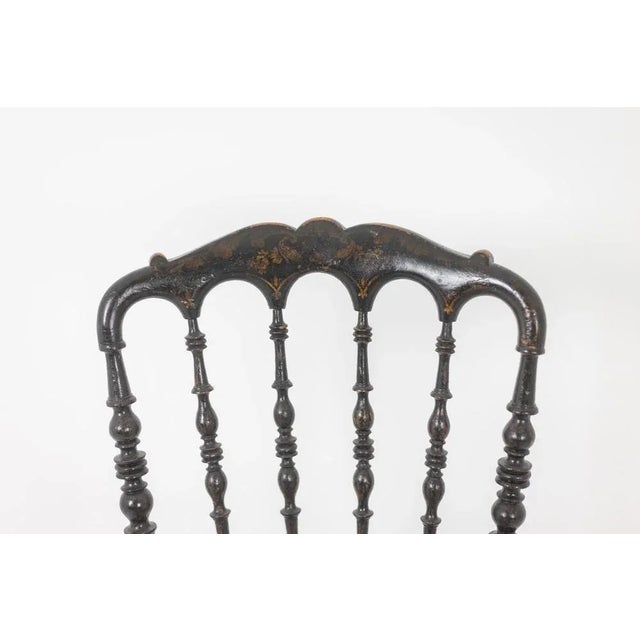 Napoléon III Caned Chair in Turned and Blackened Wood For Sale - Image 5 of 11