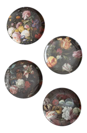 Siren Song Antwerp Floral Melamine Salad / Side Plates, 9" - Set of 4