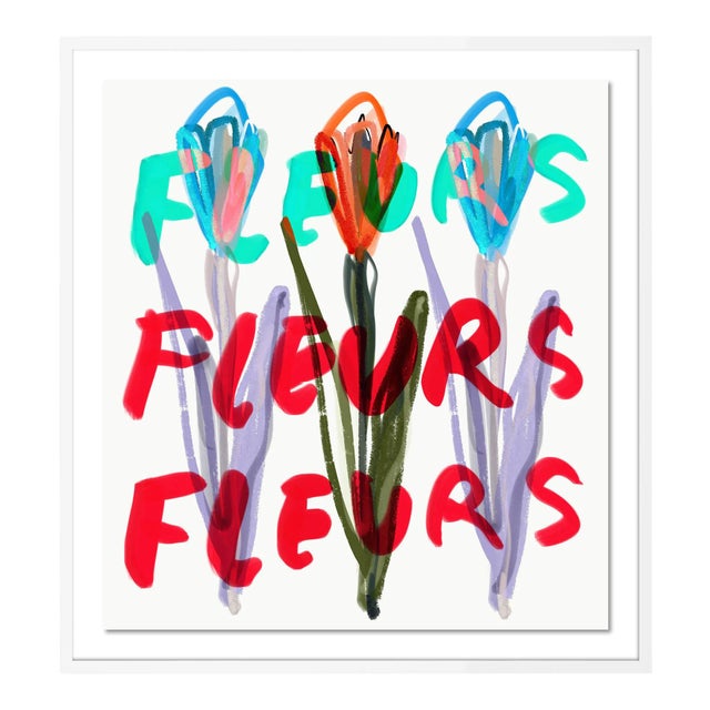 Fleurs Fleurs Fleurs by Annie Naranian in White Frame, Small Art Print For Sale