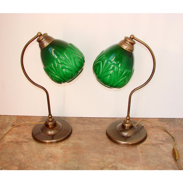 1980s Modern Table Lamps in Brass and Glass, 1980s, Set of 2 For Sale - Image 5 of 9