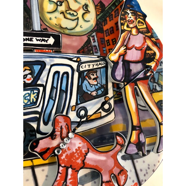 Red Grooms Red Grooms, Red Grooms Moonstruck Porcelain Sculpture Plate 3D Manhattan NYC Cartoon, 1994 For Sale - Image 4 of 10