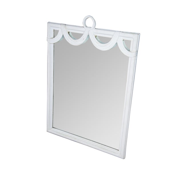 Hollywood Regency Neoclassical Hollywood Regency White Boho Chic Ring Swag Vanity Mirror 46" For Sale - Image 3 of 10