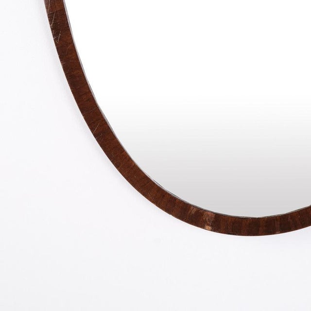 Oval Mirror with Slim Dark Wood Frame, 20th Century For Sale - Image 4 of 8