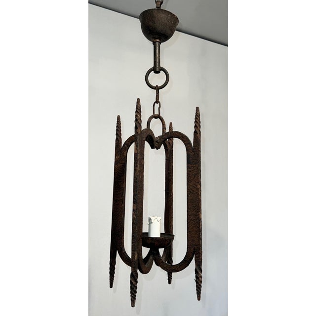 Mid 20th Century 1950s Wrought Iron Lantern For Sale - Image 5 of 12