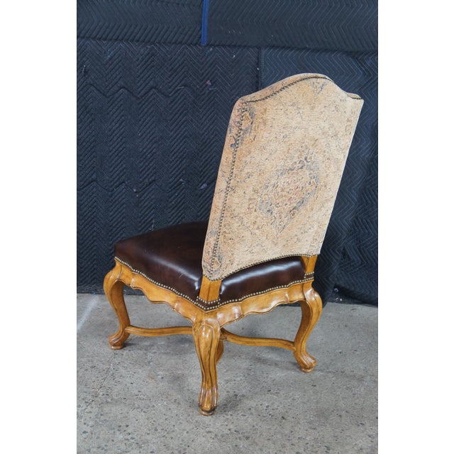 Thomasville 8 Thomasville Italian Hills of Tuscany Bibbiano Leather Nailhead Dining Chairs For Sale - Image 4 of 13