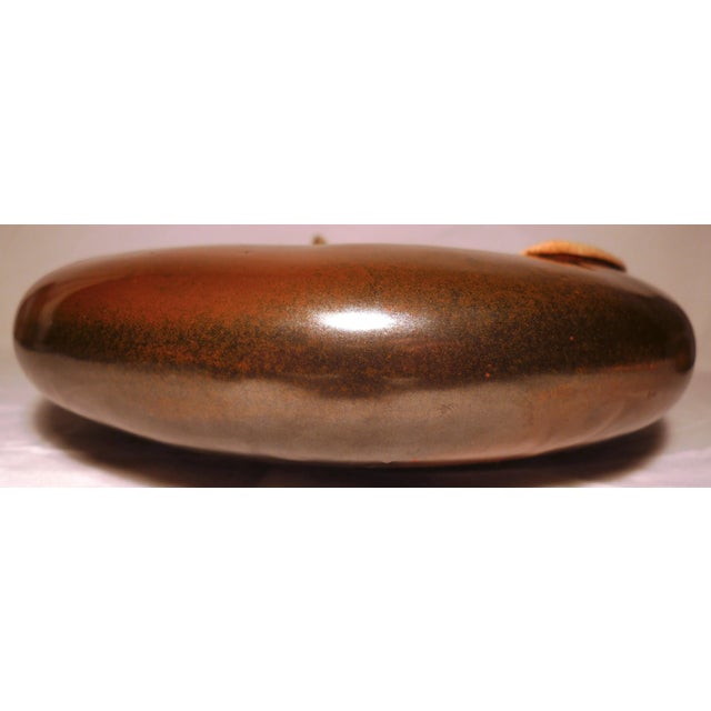 Mid-Century Modern Mid 20th Century Studio Art Clay Pottery Low Bowl With Lilly Pad and Snail, Artist Signed For Sale - Image 3 of 8