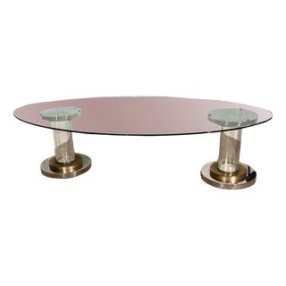 XXL Glass, Brass & Acrylic Conference Table by Romeo Rega, Italy, 1970s For Sale