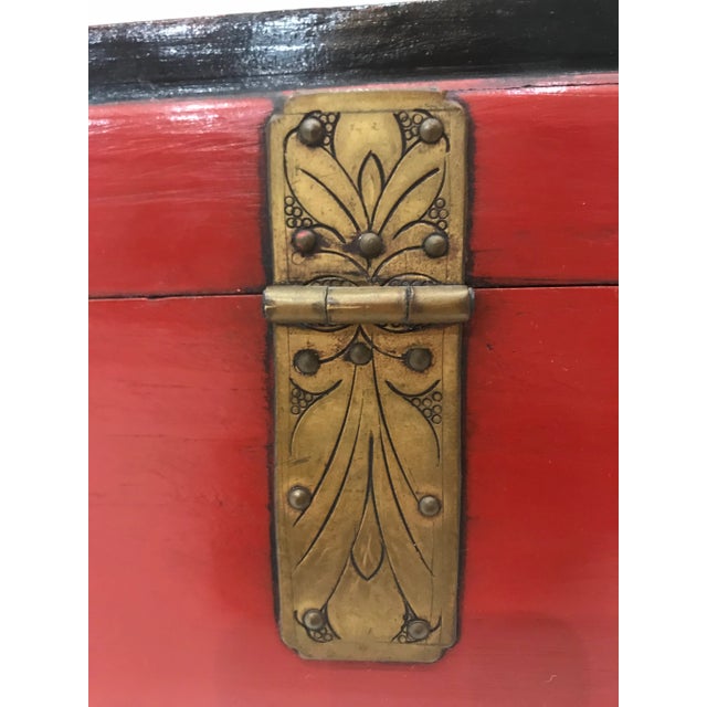 Antique Red & Black Lacquered Chinoiserie Chest For Sale In Raleigh - Image 6 of 12