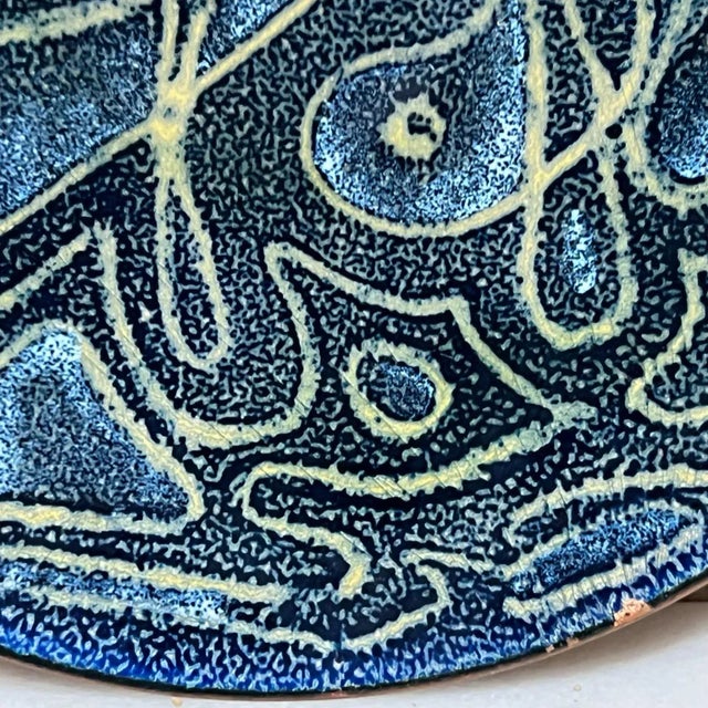 1960s Modern Art Abstract Blue Enamel on Copper Plate Signed Margo Dohan For Sale - Image 4 of 10