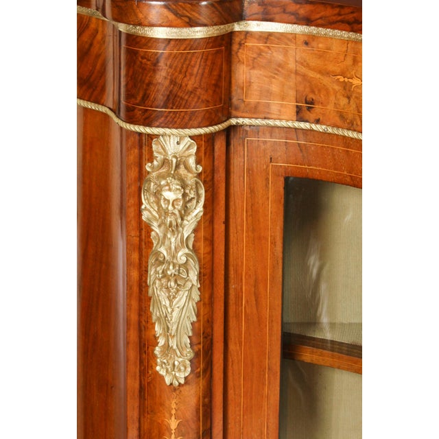 Antique Victorian Serpentine Burr Walnut Marquetry Credenza, 19th Century For Sale - Image 12 of 18